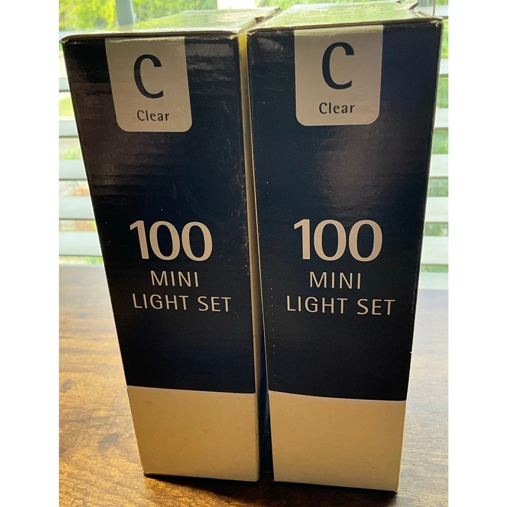 NIB Christmas Holiday Lights 100 ct Clear Mini Light Set 2 Boxes Indoor Outdoor
